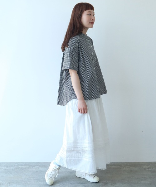 bulle de savon（ビュルデサボン）の「△オックス コック半袖ブラウス（シャツ/ブラウス・レディース・ストライプ/その他/ブルー/レッド/ホワイト/ブラック・FREE）」の19枚目の写真