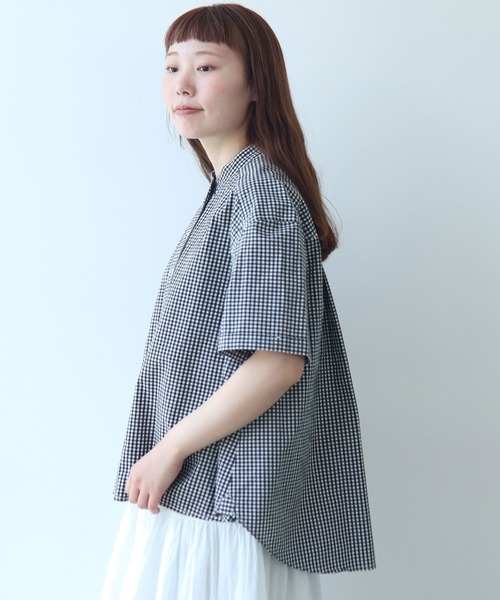 bulle de savon（ビュルデサボン）の「△オックス コック半袖ブラウス（シャツ/ブラウス・レディース・ストライプ/その他/ブルー/レッド/ホワイト/ブラック・FREE）」の15枚目の写真