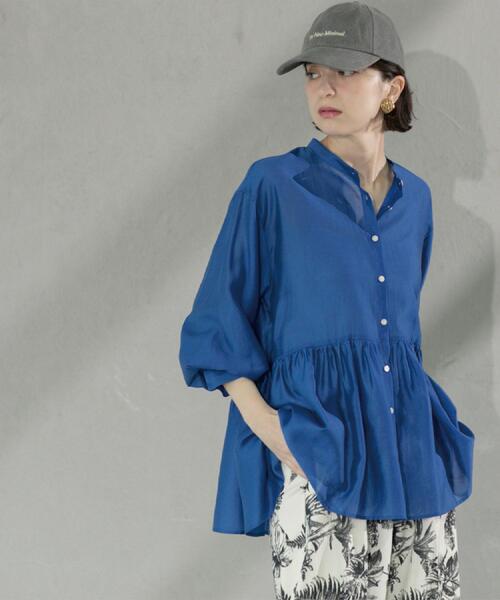 OPAQUE.CLIP(オペークドットクリップ)の「シアーペプラムブラウス【洗濯機洗い可】(シャツ/ブラウス・レディース・ナチュラル/キャメル/ブルー系その他・38/40/42)」の13枚目の写真