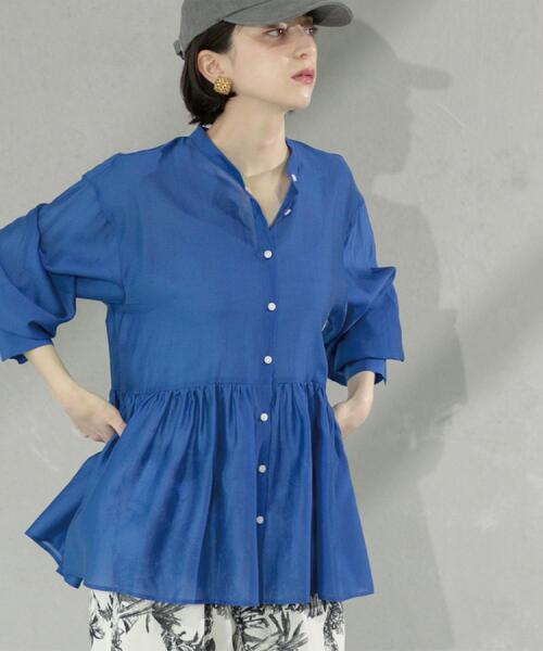 OPAQUE.CLIP(オペークドットクリップ)の「シアーペプラムブラウス【洗濯機洗い可】(シャツ/ブラウス・レディース・ナチュラル/キャメル/ブルー系その他・38/40/42)」の17枚目の写真