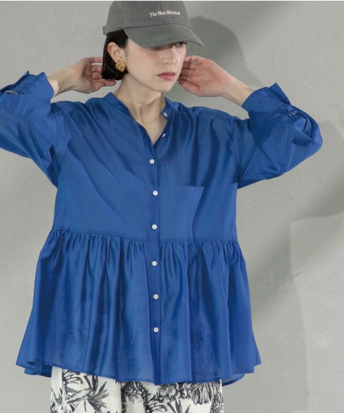 OPAQUE.CLIP(オペークドットクリップ)の「シアーペプラムブラウス【洗濯機洗い可】(シャツ/ブラウス・レディース・ナチュラル/キャメル/ブルー系その他・38/40/42)」の8枚目の写真