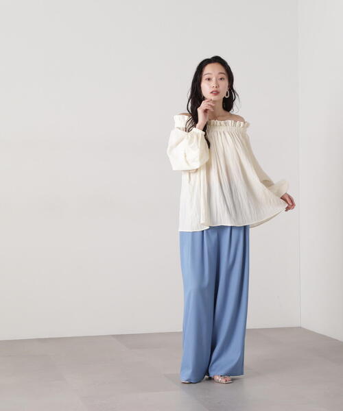 N.(N. Natural Beauty Basic)(エヌエヌナチュラルビューティーベーシック)の「【PS/低身長サイズ】デニムライクワイドタックパンツ(その他パンツ・レディース・ネイビー/ブルー・SMALL/MEDIUM/P/S)」の4枚目の写真