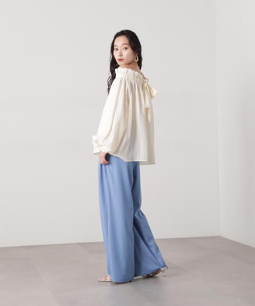 N.(N. Natural Beauty Basic)(エヌエヌナチュラルビューティーベーシック)の「【PS/低身長サイズ】デニムライクワイドタックパンツ(その他パンツ・レディース・ネイビー/ブルー・SMALL/MEDIUM/P/S)」の5枚目の写真