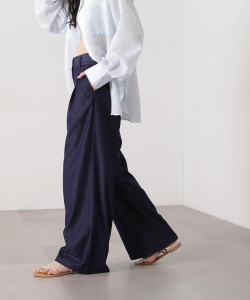 N.(N. Natural Beauty Basic)(エヌエヌナチュラルビューティーベーシック)の「【PS/低身長サイズ】デニムライクワイドタックパンツ(その他パンツ・レディース・ネイビー/ブルー・SMALL/MEDIUM/P/S)」の13枚目の写真