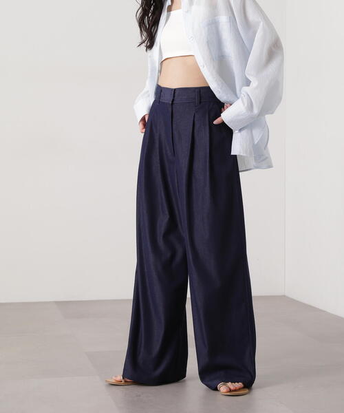 N.(N. Natural Beauty Basic)(エヌエヌナチュラルビューティーベーシック)の「【PS/低身長サイズ】デニムライクワイドタックパンツ(その他パンツ・レディース・ネイビー/ブルー・SMALL/MEDIUM/P/S)」の15枚目の写真