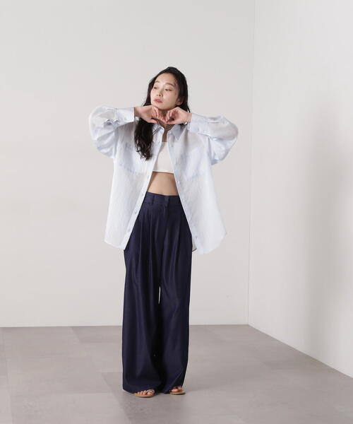 N.(N. Natural Beauty Basic)(エヌエヌナチュラルビューティーベーシック)の「【PS/低身長サイズ】デニムライクワイドタックパンツ(その他パンツ・レディース・ネイビー/ブルー・SMALL/MEDIUM/P/S)」の16枚目の写真