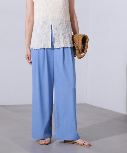 N.(N. Natural Beauty Basic)(エヌエヌナチュラルビューティーベーシック)の「【PS/低身長サイズ】デニムライクワイドタックパンツ(その他パンツ・レディース・ネイビー/ブルー・SMALL/MEDIUM/P/S)」の1枚目の写真