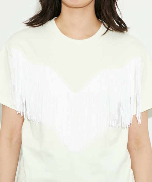 Wrangler（ラングラー）の「Wrangler/ラングラー フリンジTシャツ /カジュアルTシャツ/半袖Tシャツ/半袖トップス（Tシャツ/カットソー・レディース・ホワイト/ブラック・LARGE/SMALL）」の14枚目の写真