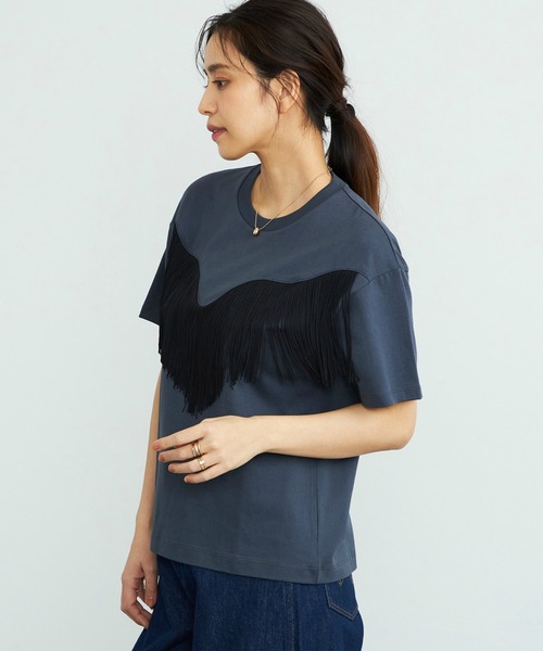 Wrangler（ラングラー）の「Wrangler/ラングラー フリンジTシャツ /カジュアルTシャツ/半袖Tシャツ/半袖トップス（Tシャツ/カットソー・レディース・ホワイト/ブラック・LARGE/SMALL）」の4枚目の写真