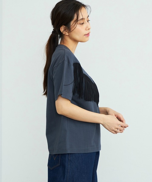 Wrangler（ラングラー）の「Wrangler/ラングラー フリンジTシャツ /カジュアルTシャツ/半袖Tシャツ/半袖トップス（Tシャツ/カットソー・レディース・ホワイト/ブラック・LARGE/SMALL）」の5枚目の写真