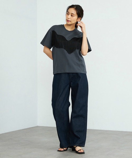 Wrangler（ラングラー）の「Wrangler/ラングラー フリンジTシャツ /カジュアルTシャツ/半袖Tシャツ/半袖トップス（Tシャツ/カットソー・レディース・ホワイト/ブラック・LARGE/SMALL）」の8枚目の写真