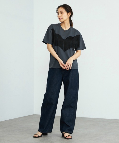 Wrangler（ラングラー）の「Wrangler/ラングラー フリンジTシャツ /カジュアルTシャツ/半袖Tシャツ/半袖トップス（Tシャツ/カットソー・レディース・ホワイト/ブラック・LARGE/SMALL）」の10枚目の写真