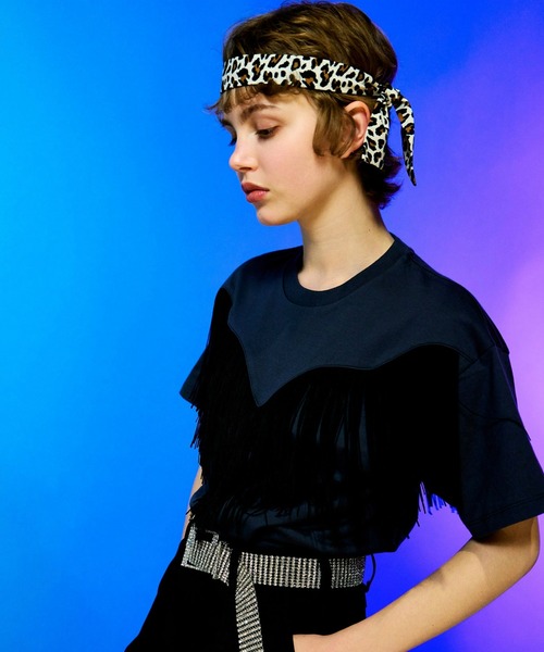 Wrangler（ラングラー）の「Wrangler/ラングラー フリンジTシャツ /カジュアルTシャツ/半袖Tシャツ/半袖トップス（Tシャツ/カットソー・レディース・ホワイト/ブラック・LARGE/SMALL）」の18枚目の写真