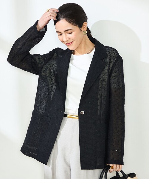 NOLLEY’S Sophi（ノーリーズソフィ）の「フラッグカラミテーラードジャケット（テーラードジャケット・レディース・ブラック/ホワイト・36/38）」の2枚目の写真