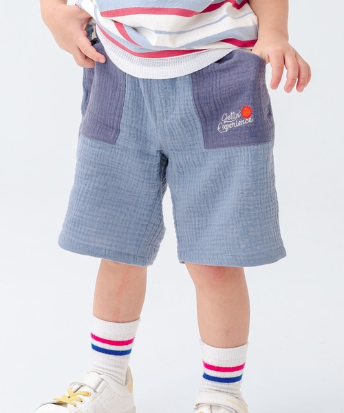 SKAPE(エスケープ)の「Wガーゼ5分パンツ(その他パンツ・キッズ・ブルー/ベージュ・100cm/110cm/120cm/130cm/80cm/90cm)」の2枚目の写真