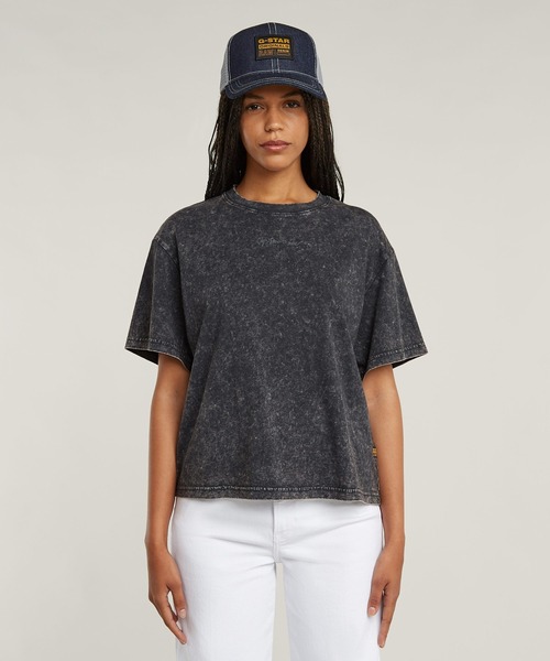 G-STAR(ジースター)の「WASHED G-SCRIPT T-SHIRT/ヴィンテージライクブランドロゴTシャツ(Tシャツ/カットソー・レディース・ブラック系その他/ブルー系その他・SMALL/MEDIUM/X-SMALL)」の2枚目の写真