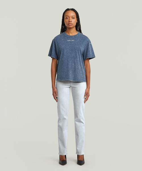 G-STAR(ジースター)の「WASHED G-SCRIPT T-SHIRT/ヴィンテージライクブランドロゴTシャツ(Tシャツ/カットソー・レディース・ブラック系その他/ブルー系その他・SMALL/MEDIUM/X-SMALL)」の9枚目の写真