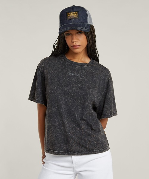 G-STAR(ジースター)の「WASHED G-SCRIPT T-SHIRT/ヴィンテージライクブランドロゴTシャツ(Tシャツ/カットソー・レディース・ブラック系その他/ブルー系その他・SMALL/MEDIUM/X-SMALL)」の5枚目の写真