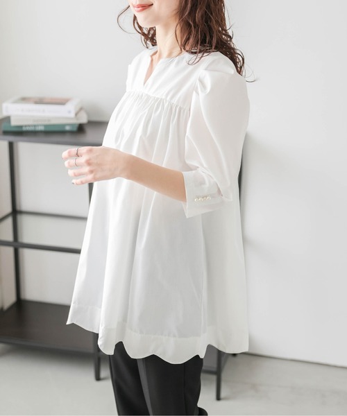 ミゼール　キーネックチュニック ミゼール missel キーネックチュニック （ダークブルー
