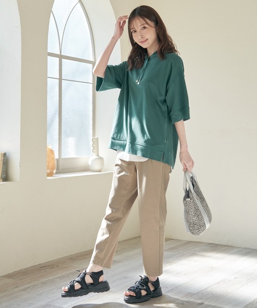 ikka（イッカ）の「【雑誌InRed6月号掲載】コットンUSAミニワッフルポケ付きパーカー（パーカー・レディース・ライトグレー/グリーン/ピンク/オフホワイト/ブルー/ブラック・M/L/S）」の8枚目の写真