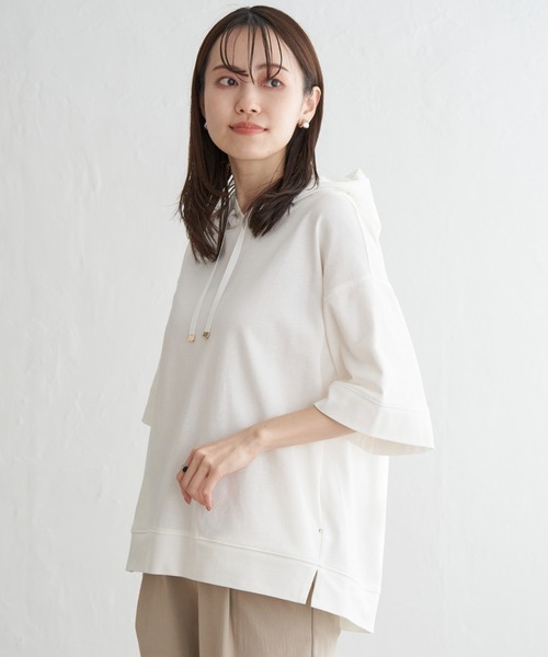 ikka（イッカ）の「【雑誌InRed6月号掲載】コットンUSAミニワッフルポケ付きパーカー（パーカー・レディース・ライトグレー/グリーン/ピンク/オフホワイト/ブルー/ブラック・M/L/S）」の16枚目の写真