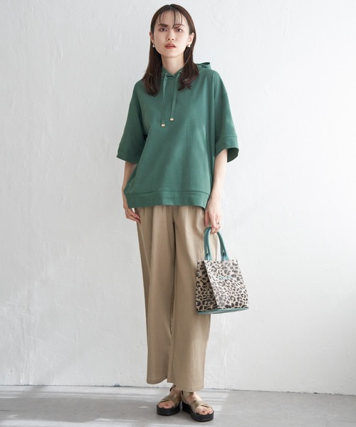 ikka（イッカ）の「【雑誌InRed6月号掲載】コットンUSAミニワッフルポケ付きパーカー（パーカー・レディース・ライトグレー/グリーン/ピンク/オフホワイト/ブルー/ブラック・M/L/S）」の10枚目の写真