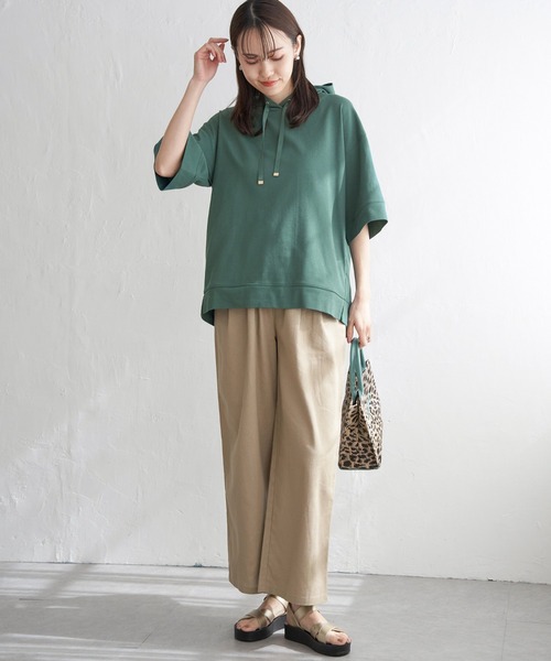 ikka（イッカ）の「【雑誌InRed6月号掲載】コットンUSAミニワッフルポケ付きパーカー（パーカー・レディース・ライトグレー/グリーン/ピンク/オフホワイト/ブルー/ブラック・M/L/S）」の11枚目の写真