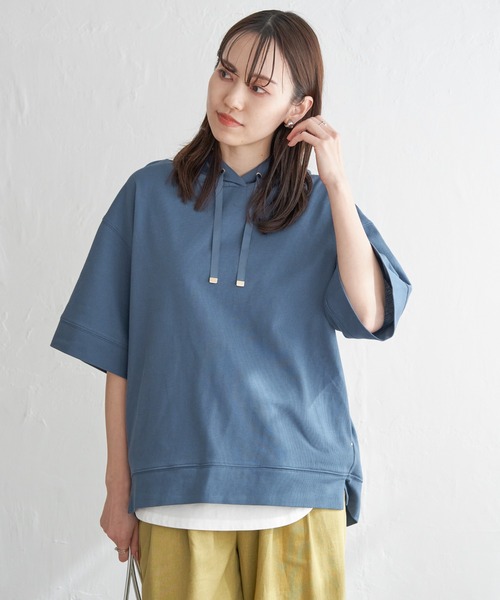 ikka（イッカ）の「【雑誌InRed6月号掲載】コットンUSAミニワッフルポケ付きパーカー（パーカー・レディース・ライトグレー/グリーン/ピンク/オフホワイト/ブルー/ブラック・M/L/S）」の19枚目の写真