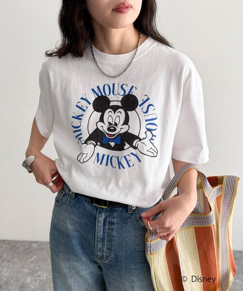 fredy emue（フレディエミュ）の「【GOOD ROCK SPEED/グッドロックスピード】Disney Mickey 半袖Tシャツ（Tシャツ/カットソー・レディース・オフホワイト/チャコールグレー/ライトグレー・38）」の2枚目の写真