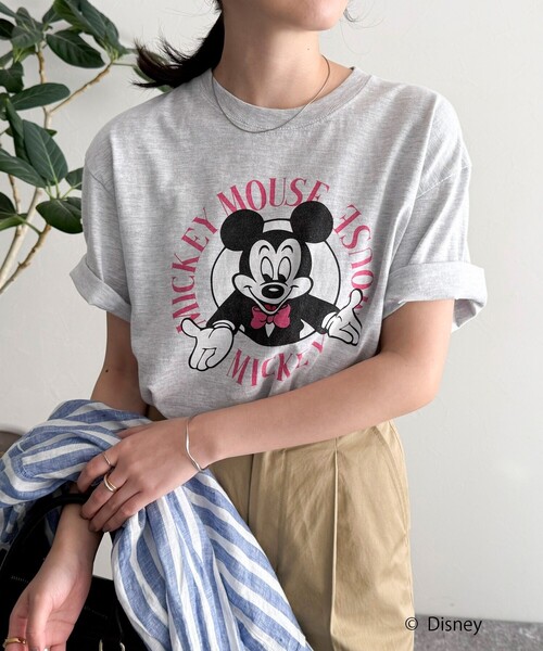 fredy emue（フレディエミュ）の「【GOOD ROCK SPEED/グッドロックスピード】Disney Mickey 半袖Tシャツ（Tシャツ/カットソー・レディース・オフホワイト/チャコールグレー/ライトグレー・38）」の3枚目の写真