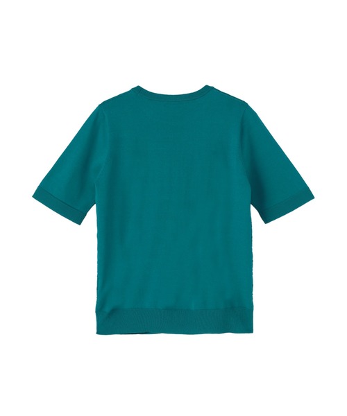 TOKYO SHIRTS(トウキョウシャツ)の「前身タックボーダー クルーネックプルオーバーニット 五分袖 レディース(ニット/セーター・レディース・パープル/ブルーグリーン・L/LL/M)」の8枚目の写真