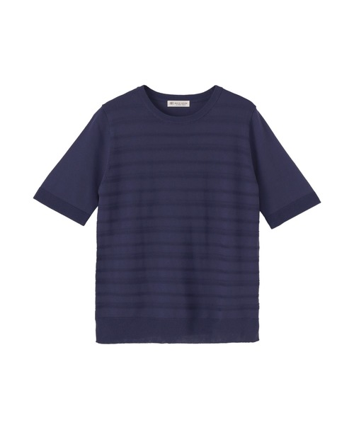 TOKYO SHIRTS(トウキョウシャツ)の「前身タックボーダー クルーネックプルオーバーニット 五分袖 レディース(ニット/セーター・レディース・パープル/ブルーグリーン・L/LL/M)」の16枚目の写真