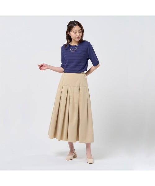 TOKYO SHIRTS(トウキョウシャツ)の「前身タックボーダー クルーネックプルオーバーニット 五分袖 レディース(ニット/セーター・レディース・パープル/ブルーグリーン・L/LL/M)」の15枚目の写真