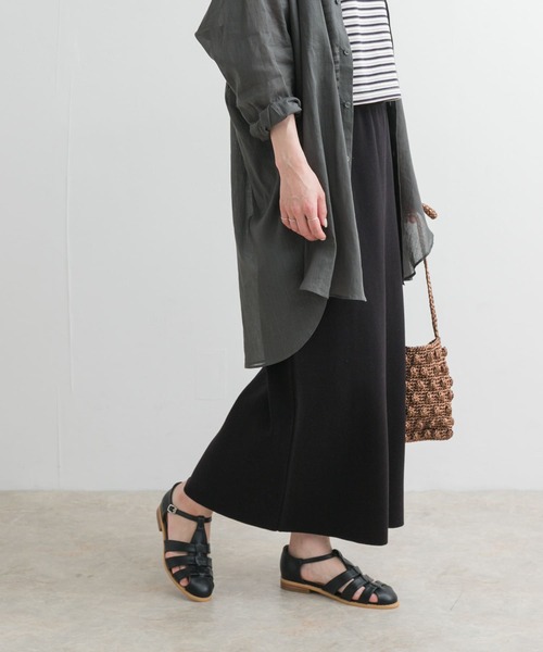 URBAN RESEARCH DOORS（アーバンリサーチドアーズ）の「リネン混ニットストレートスカート（スカート・レディース・ブラック/チャコールグレー・MEDIUM）」の2枚目の写真
