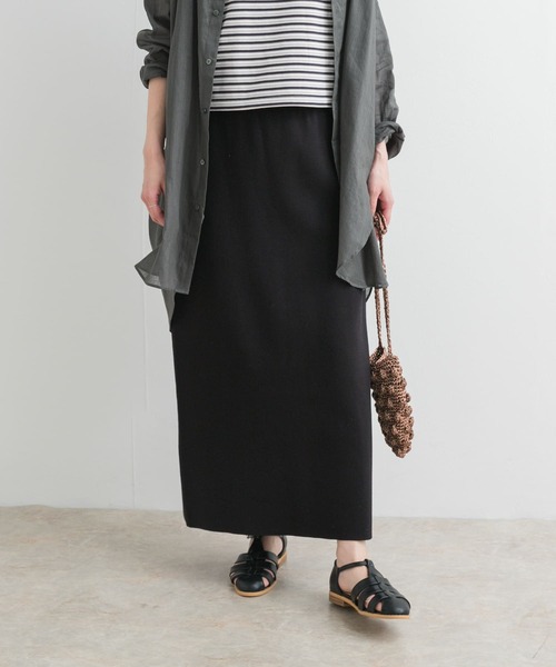 URBAN RESEARCH DOORS（アーバンリサーチドアーズ）の「リネン混ニットストレートスカート（スカート・レディース・ブラック/チャコールグレー・MEDIUM）」の7枚目の写真