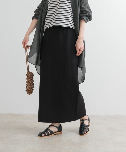 URBAN RESEARCH DOORS（アーバンリサーチドアーズ）の「リネン混ニットストレートスカート（スカート・レディース・ブラック/チャコールグレー・MEDIUM）」の8枚目の写真