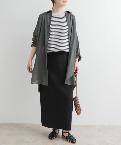 URBAN RESEARCH DOORS（アーバンリサーチドアーズ）の「リネン混ニットストレートスカート（スカート・レディース・ブラック/チャコールグレー・MEDIUM）」の13枚目の写真