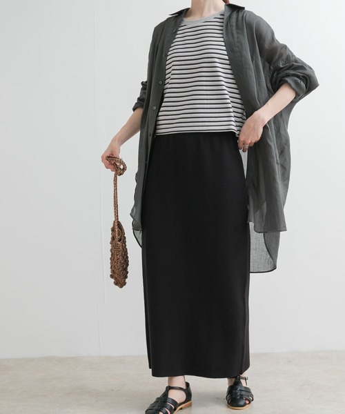 URBAN RESEARCH DOORS（アーバンリサーチドアーズ）の「リネン混ニットストレートスカート（スカート・レディース・ブラック/チャコールグレー・MEDIUM）」の14枚目の写真