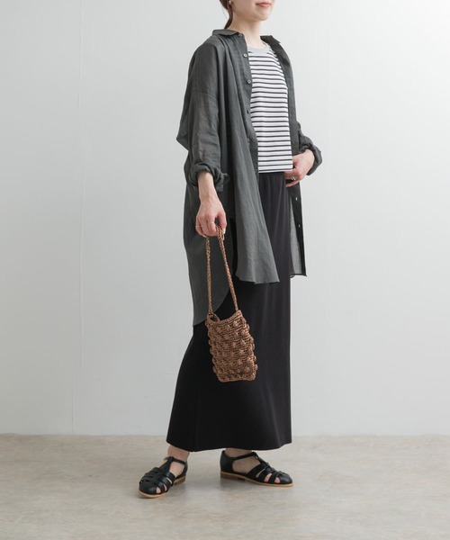 URBAN RESEARCH DOORS（アーバンリサーチドアーズ）の「リネン混ニットストレートスカート（スカート・レディース・ブラック/チャコールグレー・MEDIUM）」の15枚目の写真