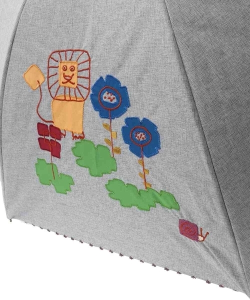 Jocomomola（ホコモモラ）の「【日傘・UVカット】アニマルモチーフアップリケ刺繍傘（長傘・レディース・ダークインディゴブルー/ライトグレー・40）」の6枚目の写真