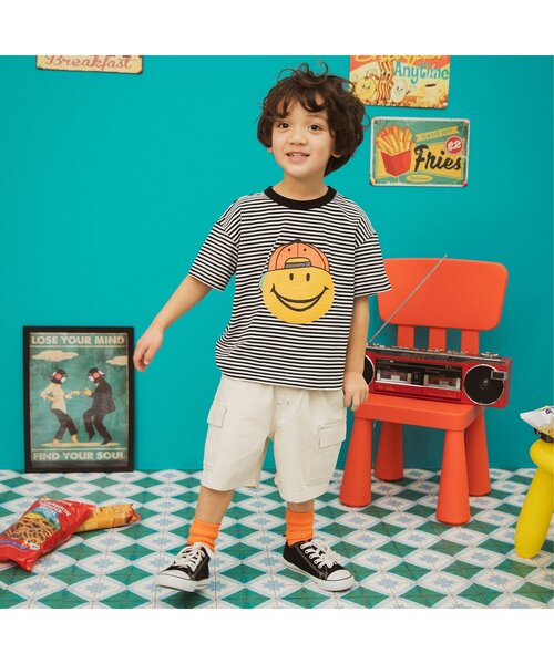 BREEZE（ブリーズ）の「【ジュニア対応】ワイドカーゴハーフパンツ（カーゴパンツ・キッズ・インディゴブルー/ローズ/アイボリー・80/90/120/140/150/100/110/130）」の6枚目の写真