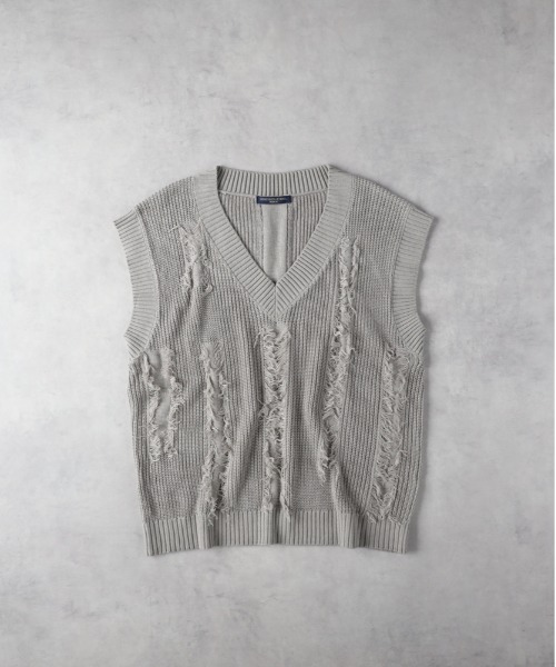 HONEYSUCKLE ROSE(ハニーサックルローズ)の「【HONEYSUCKLE ROSE】フリンジニットベスト(ベスト・レディース・オフホワイト/ブラック/ライトグレー・L/M)」の3枚目の写真