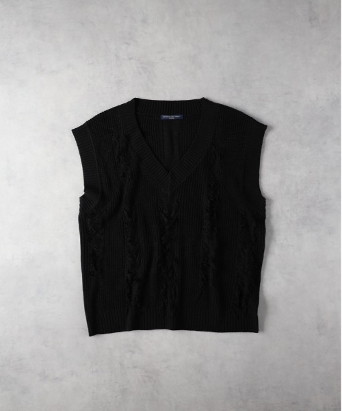 HONEYSUCKLE ROSE(ハニーサックルローズ)の「【HONEYSUCKLE ROSE】フリンジニットベスト(ベスト・レディース・オフホワイト/ブラック/ライトグレー・L/M)」の2枚目の写真