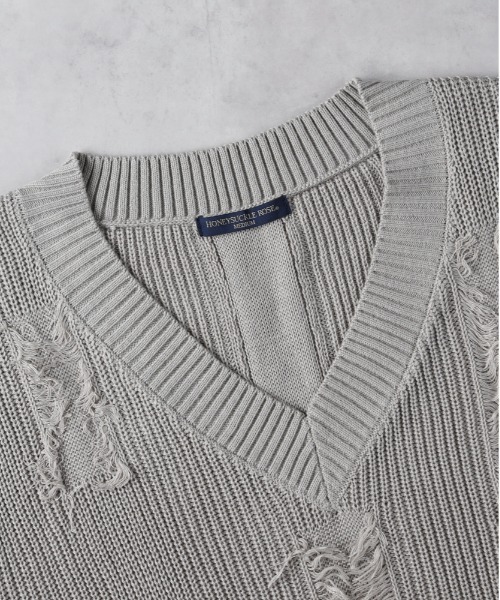 HONEYSUCKLE ROSE(ハニーサックルローズ)の「【HONEYSUCKLE ROSE】フリンジニットベスト(ベスト・レディース・オフホワイト/ブラック/ライトグレー・L/M)」の6枚目の写真