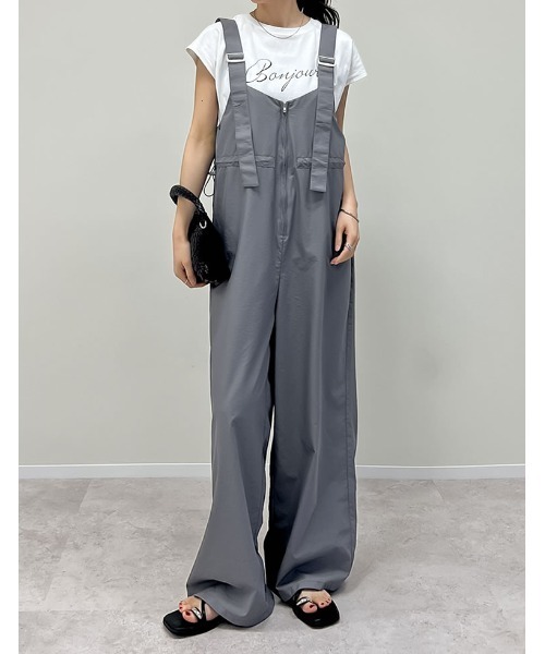 ナイロンウエストドロストサロペット（つなぎ/オールインワン）｜Re