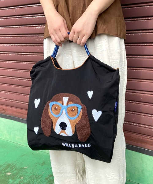 セール】ドッグ刺繍コードハンドルトートバッグ（トートバッグ