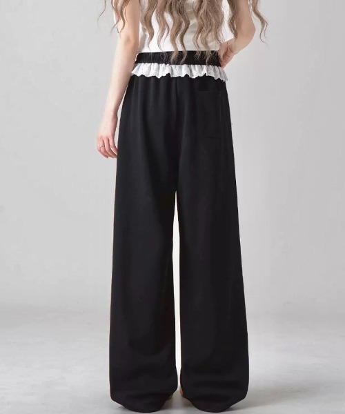 LADY LIKE（レディライク）の「レースリボンワイドスウェットパンツ（スウェットパンツ・レディース・グレー/ブラック・M）」の14枚目の写真