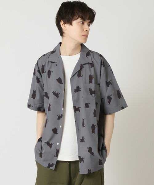 ARCADE(アーケード)の「総柄オープンカラー 猫 ネコ 虎柄 麻雀牌 ショートスリーブ開襟シャツ(シャツ/ブラウス・メンズ・ブラック系4/カーキ/ブラック系3/チャコールグレー・LL/L/M)」の6枚目の写真