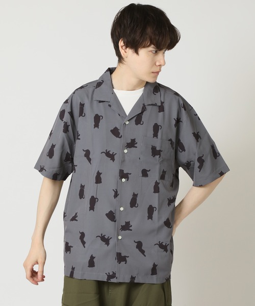 ARCADE(アーケード)の「総柄オープンカラー 猫 ネコ 虎柄 麻雀牌 ショートスリーブ開襟シャツ(シャツ/ブラウス・メンズ・ブラック系4/カーキ/ブラック系3/チャコールグレー・LL/L/M)」の7枚目の写真