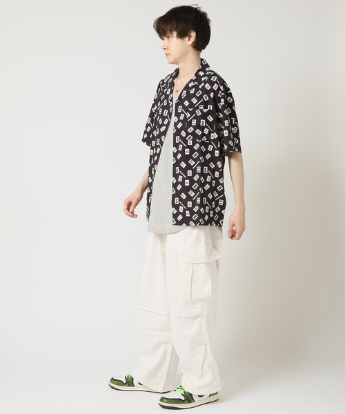 ARCADE(アーケード)の「総柄オープンカラー 猫 ネコ 虎柄 麻雀牌 ショートスリーブ開襟シャツ(シャツ/ブラウス・メンズ・ブラック系4/カーキ/ブラック系3/チャコールグレー・LL/L/M)」の14枚目の写真